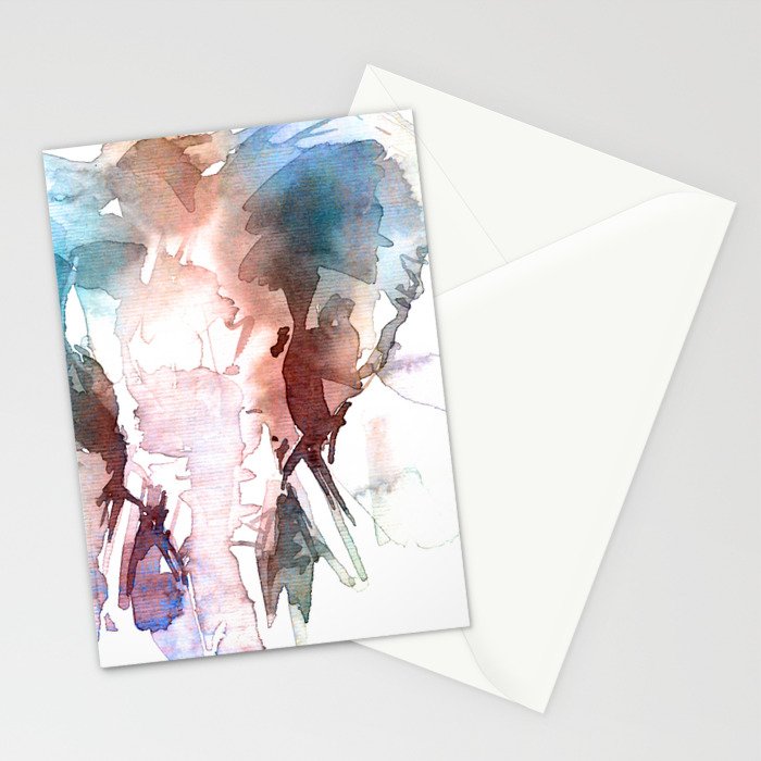 Elephant Head Abstract Animal Portrait Stationery Cards By