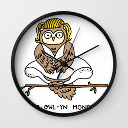Mar-owl-yn Monroe Wall Clock | Collage, Illustration, Funny, Animal 