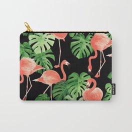 Flamboyance n.1 Carry-All Pouch | Illustration, Black, Painting, Vacation, Summer, Beach, Ink, Travel, Exotic, Flamingo 