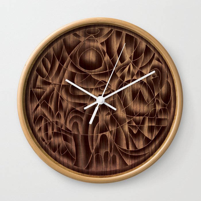 Abstract Wood Carving Pattern Wall Clock By Aniqueland Society6