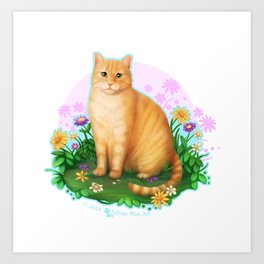Orange Tabby Cat in the Flower Patch Art Print
