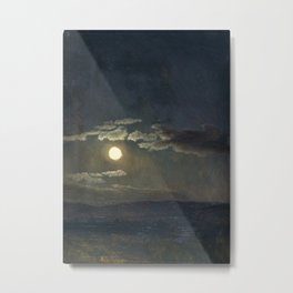 Albert Bierstadt - Cloud Study, Moonlight (1860) Metal Print | Albertbierstadt, Oil, Outdoor, Fineart, Western, Landscape, Panorama, View, Nature, Painting 