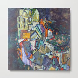 Egon Schiele City End Metal Print | Houses, Village, Egonschiele, Town, Painting 