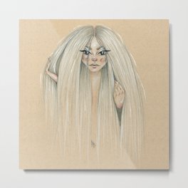 Messy hair dont care Metal Print | Pastelpalette, Highlights, Toned, Colored Pencil, Hair, Messyhair, Pastel, Whitehair, Pop Art, Ink Pen 
