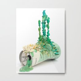Mojito - Growth on Empty Beer Can Metal Print | Post Apocalypse, Beercan, Turquoise, Curated, Drinking, Sculpture, Corals, Trash, Climatechange, Drink 