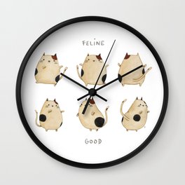 Feline good! Wall Clock | Feline, Kawaii, Painting, Animal, Watercolor, Chubby, Dance, Jig, Good, Jive 