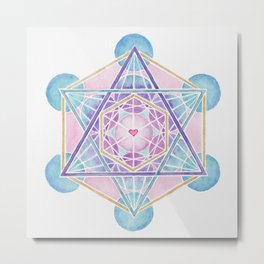 Watercolor Metatron's Cube Sacred Geometry Metal Print | Energy, Divine, Relax, Tarot, Altar, Meditation, Watercolor, Healing, Harmony, Yoga 