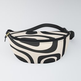 Palm Springs - Midcentury Modern Abstract Pattern in Black and Almond Cream  Fanny Pack