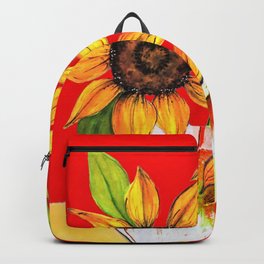 Sunflowers Of Enchantment Backpack | Colorpop, Watercolor, Red, Nature, Southwest, Colorful, Originalart, Gold, Yellow, Ink 