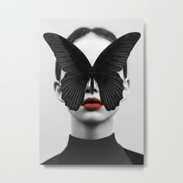 BLACK BUTTERFLY Metal Print | Dada22, Nature, Digital, Black and White, Figure, Curated, Collage, Figurative, Abstract, Butterfly 