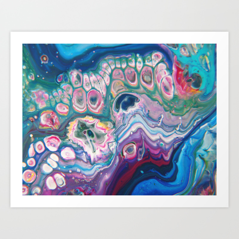 Fluid Nature Coral Reef Abstract Acrylic Pour Art Art Print By