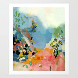 garden with sea view and olive tree Art Print