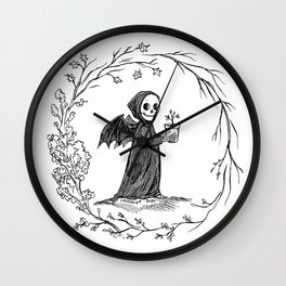 Circle of Life Grim Reaper Wall Clock | Drawing, Blackandwhite, Circleoflife, Macabre, Cutegrimreaper, Cutegothic, Deathpositive, Spooky, Grimreaper, Gothic 