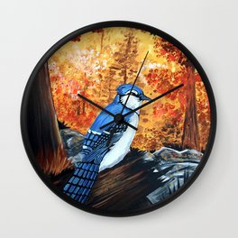 Blue Jay Life Wall Clock | Feather, Season, Beautiful, Natural, Nature, Perch, Jay, Forest, Feathers, Fall 