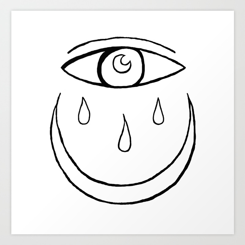 Evil Eye Crescent Moon Drawing Art Print By Avrah Society6