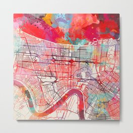 Metairie map Louisiana painting Metal Print | Vintage, Mapof, Painting, Metairie, Watercolor, Antique, Plan, Map, Poster, Louisiana 