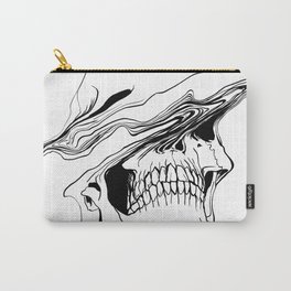 Skull (Liquify) Carry-All Pouch | Curated, Ink Pen, Black and White, Death, Anatomy, Linedrawing, Macabre, Teeth, Halloween, Skull 