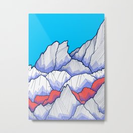 The Ice White Rocks Metal Print | Tones, Abstract, Blues, Landscape, Red, Bush, Forest, Orange, Lines, Winter 