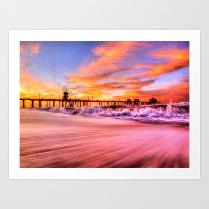 dawn-high-tide-huntington-beach-pier-art-print-by-john-lyman-photos