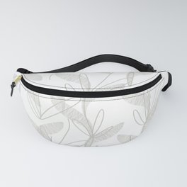Etched Leaves Botanical Pattern in Bright White and Pale Gray Fanny Pack