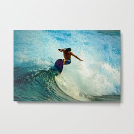 Surfer's Flow Metal Print | India, Ocean, Action, Digital, Color, Surf, Surfer, Nature, Wave, Photo 