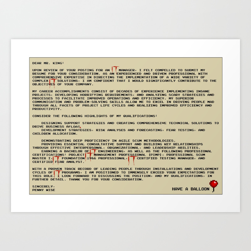 It Manager Cover Letter Art Print By 300 Spikes Society6