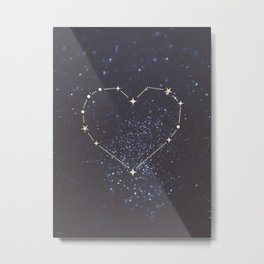 Shining Heart Constellation Metal Print | Mixedmedia, Curated, Shne, Magic, Graphicdesign, Universe, Heart, Night, Gold, Glitter 