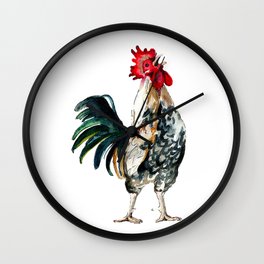 Rooster Wall Clock | Illustration, Bird, Animal, Chinesenewyear, Realism, Other, Painting, Watercolourhen, Watercolor, 2017 