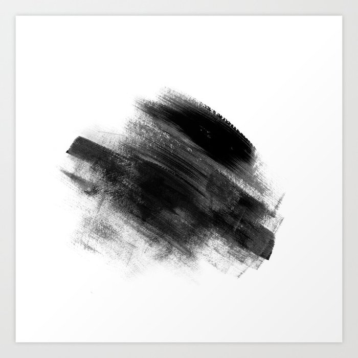 Black White Minimal Simple Art Brush Strokes Abstract Painting