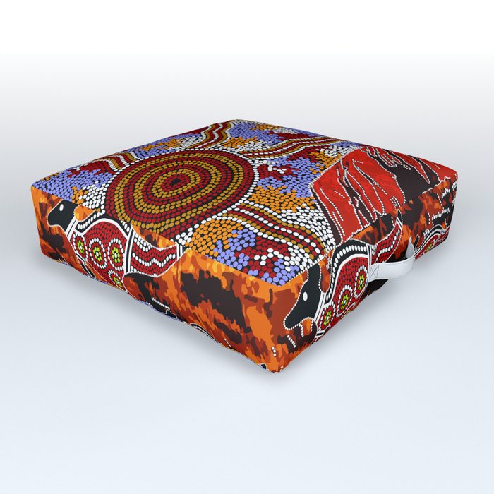Uluru (Ayers Rock) Authentic Aboriginal Art Outdoor Floor Cushion by
