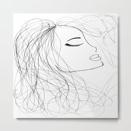 Sketch of a Girl. From my Coloring Book by Jodi Tomer. Curly Hair, Beautiful Girl Metal Print | Prettygirl, Street Art, Sketchofagirl, Lips, Hair, Curlyhair, Sketch, Chalk Charcoal, Jodilynpaintings, Silhouette 