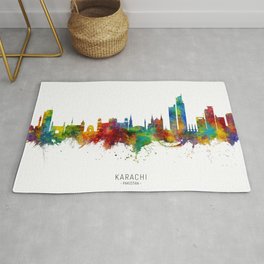 Karachi Pakistan Skyline Rug | Skyline, Tompsett, Cityscape, 8813, Karachipakistan, Karachiposter, Michaeltompsett, Karachicanvas, Karachiskyline, Karachi 