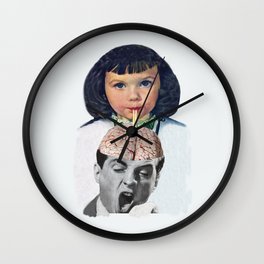 Reptilian Snack Wall Clock | Digital, Vintage, Sci-Fi, Pop Surrealism, Paper, Pop Art, Popart, Collage 