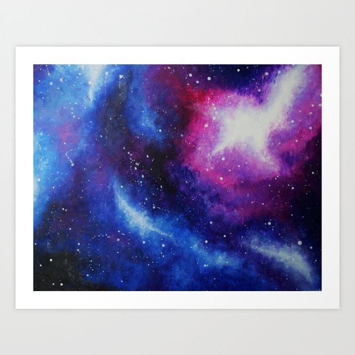 Galaxy Art Print From An Original Acrylic Painting Purple Blue