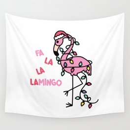Christmas Flamingo Wall Tapestry