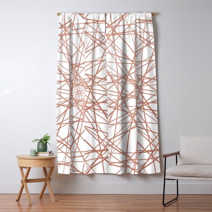 Geometric Elegant Rose Gold Abstract Art Blackout Curtain By