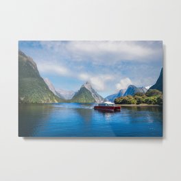 A Boat Cruise at Milford Sound, New Zealand Metal Print | Fjord, Wilderness, Water, Milfordsound, Boat, Photo, Southisland, Mitrepeak, Fiordland, Newzealand 