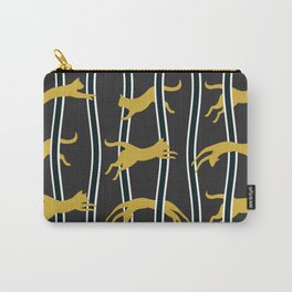 Flying Felines_gold and black Carry-All Pouch | Catsmeow, Goldcats, Catpattern, Dancingcats, Bestcatdesigns, Digital, Meow, Cats, Felines, Flyingcats 