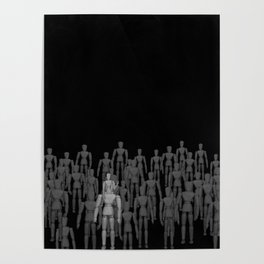 Crowd of Wooden Anatomy Drawing Life Model Dolls Poster