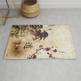 Tao Te Ching Rug | Sakura, River, Painting, Ink, China, Watercolor, Mountains, Trees, Water, Ricepaper 
