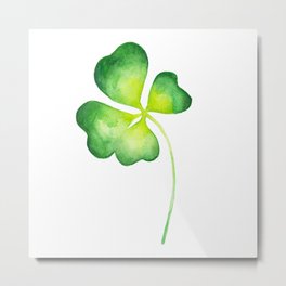 Clover Metal Print | Green, Illustration, Pattern, Irish, Nature, Luck, Fourleafclover, Watercolor, 4Leafclover, Painting 