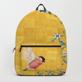 Persian Illustration Backpack | Mosaic Art, Graphicdesign, Modern Art, Aesthetic, Arabesque, Boho, Persian Art, Unique, Drawings, Yellow 