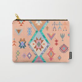 Peachy Boho Kilim Carry-All Pouch | Tapestry, Western, Bohemian, Global, Tribal, Mudcloth, Southwestern, Bohonursery, Moroccan, Bohodecor 