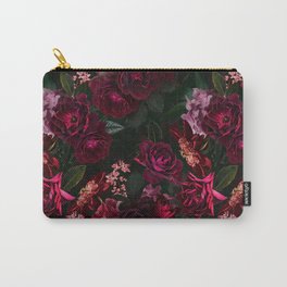 Vintage & Shabby Chic - Night Botanical Flower Roses Garden Carry-All Pouch | Floral, Rose, Pattern, Pink, Exotic, Midnight, Flower, Roses, Flowers, Night 