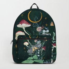 Mushroom night moth Backpack | Artwork, Curated, Mushroom, Butterfly, Watercolor, Night, Paint, Lily, Moon, Stars 