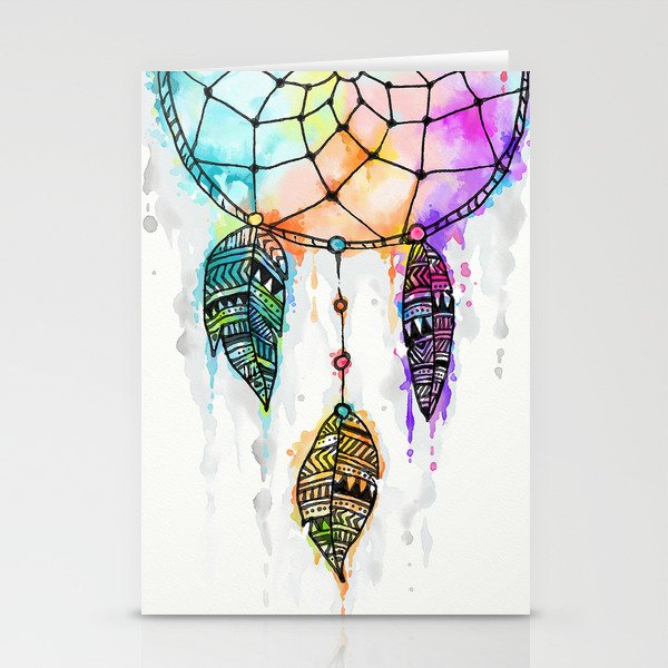 Colorful Dreamcatcher Watercolor Painting Stationery Cards By Madotta Society6