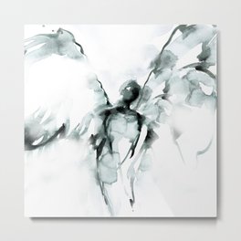 Angel Abstract No.105B by Kathy Morton Stanion Metal Print | Angel, Angels, Bluegray, Gray, Contemporary, Modern, Black, Grays, Watercolor, Painting 