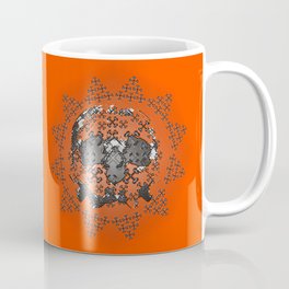 Skull and Crossbones Medallion Coffee Mug | Scary, Graphicdesign, Abstract, Crossbones, Skulls, Graphic Design, Vector, Digital, Orange, Popart 