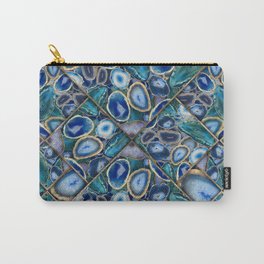 Blue and Purple Geodes Geometric Pattern Carry-All Pouch