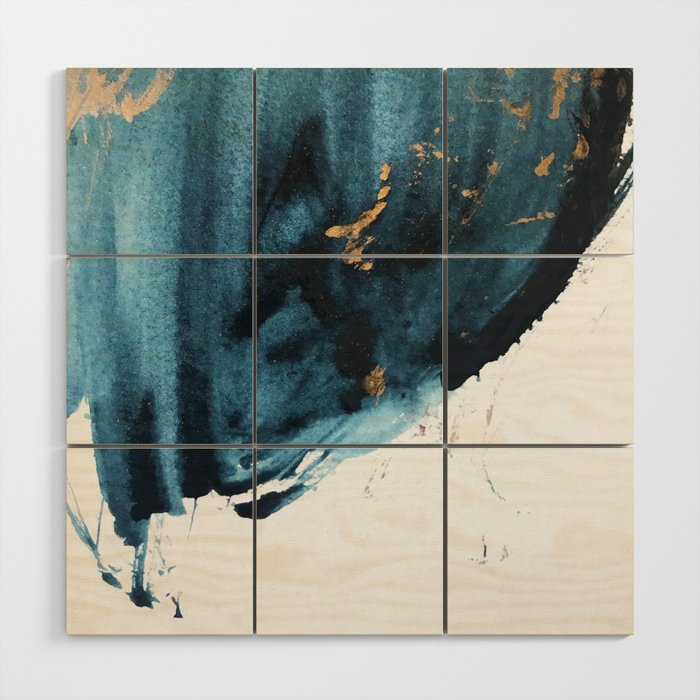 A Minimal Sapphire And Gold Abstract Piece In Blue White And Gold